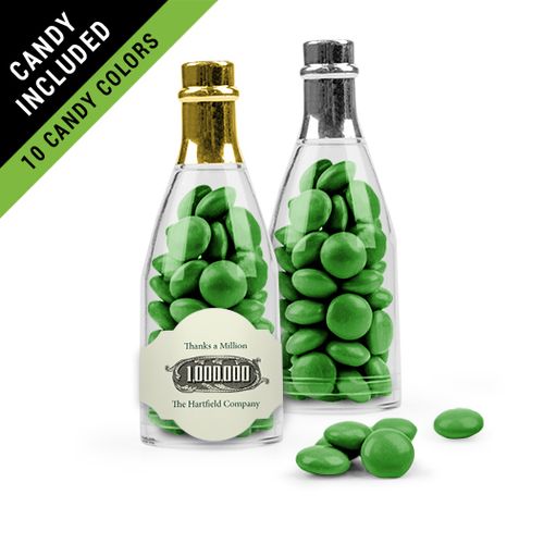 Personalized Thank You Favor Assembled Champagne Bottle Filled with Just Candy Milk Chocolate Minis