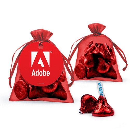 Personalized Thank You Favor Assembled Organza Bag Filled with Hershey's Kisses