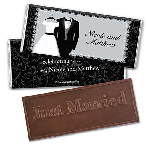 Personalized Wedding Couple Embossed Just Married Chocolate Bar
