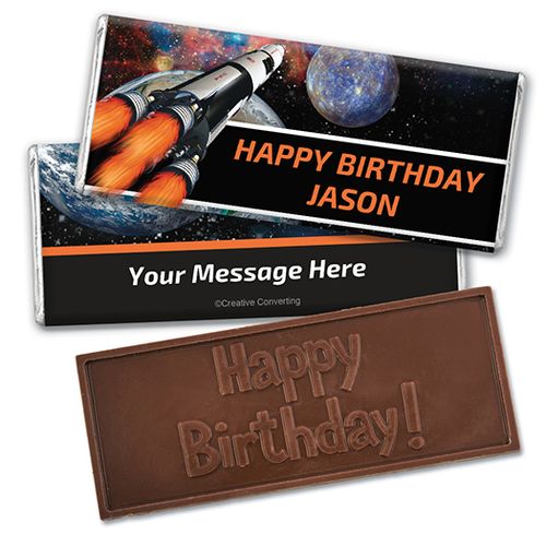 Personalized Birthday Space Blast Embossed Happy Birthday Chocolate Bar