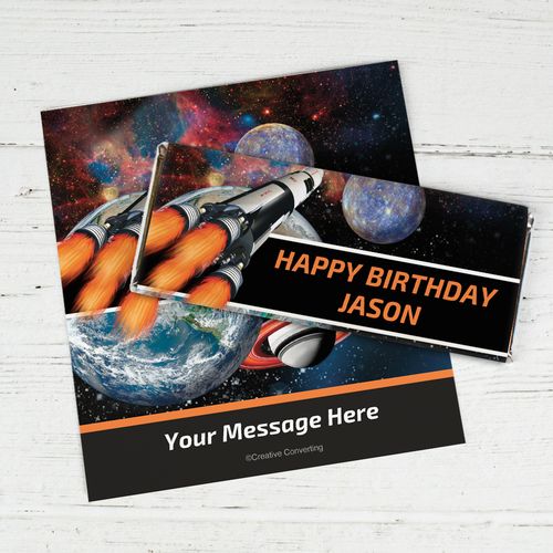 Personalized Birthday Space Blast Chocolate Bar Wrappers