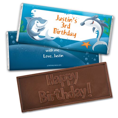 Personalized Birthday Shark Embossed Happy Birthday Chocolate Bar