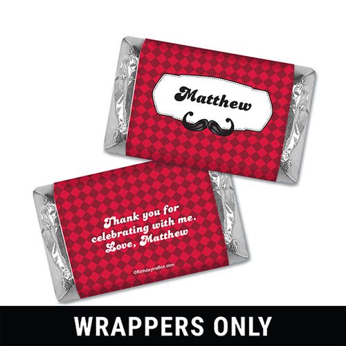 Personalized Birthday Mustache Madness Miniatures Wrappers
