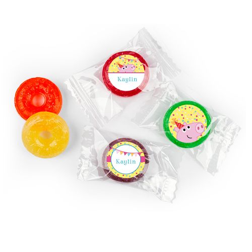 Personalized Birthday Pigs & Dots Life Savers 5 Flavor Hard Candy