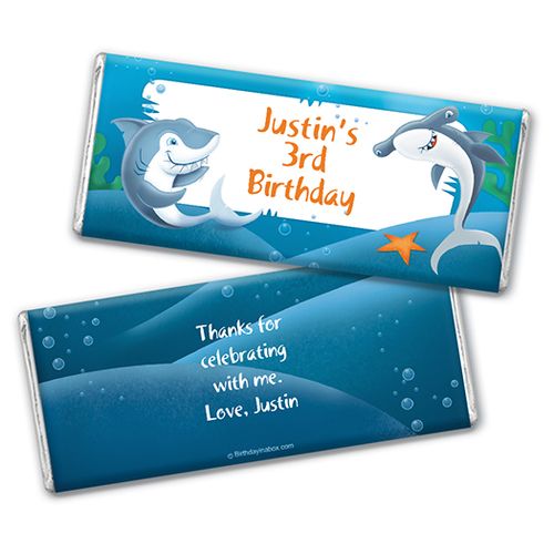 Personalized Birthday Shark Chocolate Bar Wrappers