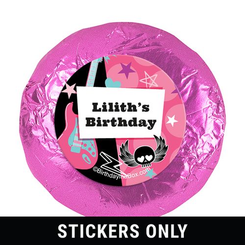 Personalized Birthday Rock Star Girl 1.25" Stickers (48 Stickers)