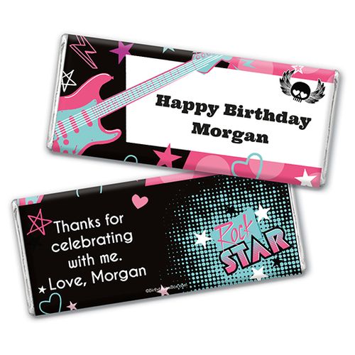Personalized Birthday Rock Star Girl Chocolate Bar Wrappers