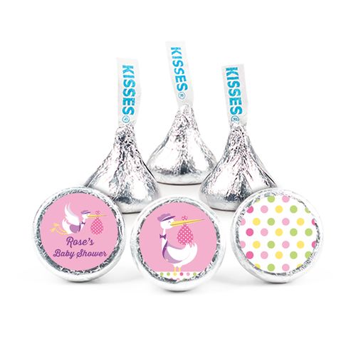 Personalized Baby Shower Pink Stork Hershey's Kisses