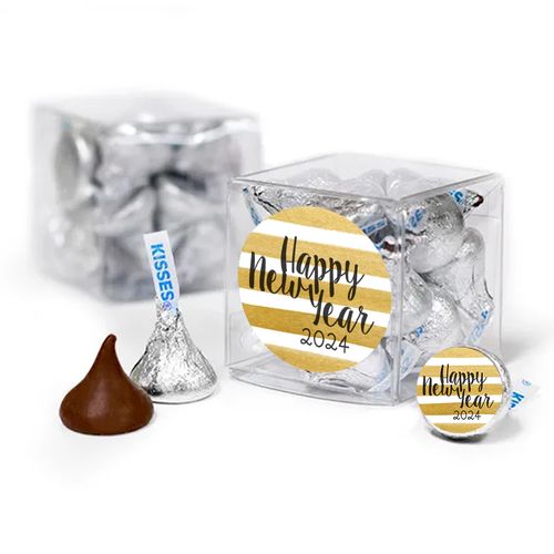 New Year's Eve Gold Stripes Hershey's Kisses Gift Box