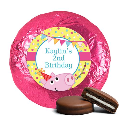 Personalized Birthday Pigs & Dots Milk Chocolate Covered Oreos