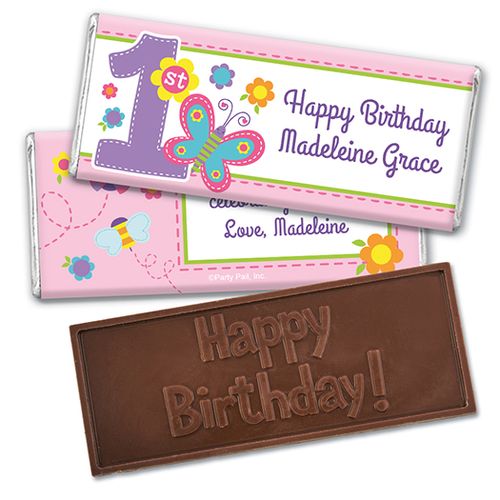 Personalized Birthday Butterfly Embossed Happy Birthday Chocolate Bar