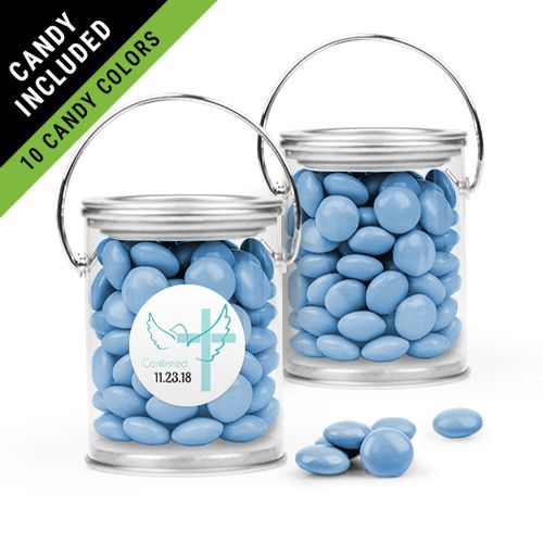 Personalized Boy Confirmation Favor Assembled Paint Can Filled with Just Candy Milk Chocolate Minis