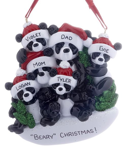 Personalized Panda Bear Family of 6