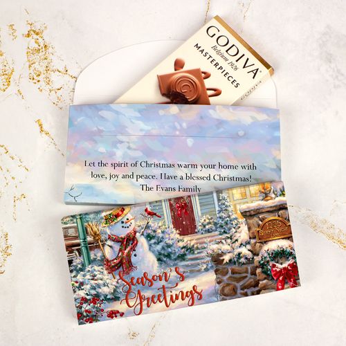 Deluxe Personalized Silent Night Lane Christmas Godiva Chocolate Bar in Gift Box