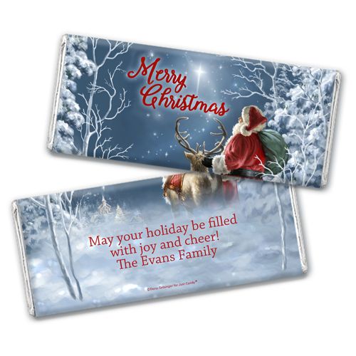Personalized Chocolate Bar & Wrapper - Christmas Starry Night Santa