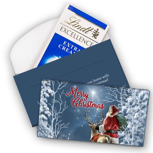 Deluxe Personalized Christmas Silent Night Santa Lindt Chocolate Bar in Gift Box (3.5oz)