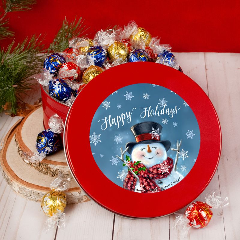 Christmas Jolly Snowman Tin with Lindt Truffles approx 35 pcs