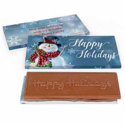 Deluxe Personalized Christmas Jolly Snowman Chocolate Bar in Gift Box