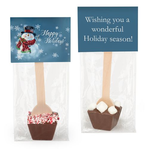 Happy Holidays Snowman Hot Chocolate Spoon