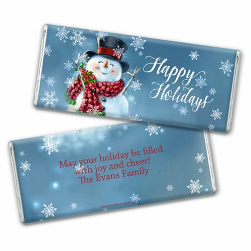 Personalized Chocolate Bar & Wrapper - Christmas Jolly Snowman