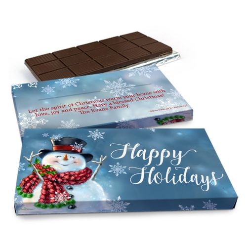 Deluxe Personalized Christmas Jolly Snowman Chocolate Bar in Gift Box (3oz Bar)