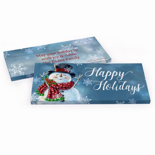 Deluxe Personalized Christmas Jolly Snowman Candy Bar Favor Box
