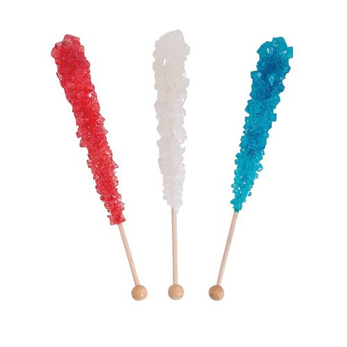 Patriotic Red, White, & Blue Rock Candy on a Stick 36pc tub