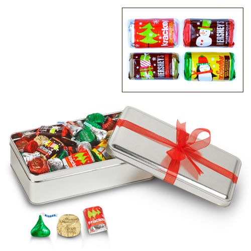 Simply Christmas with Red Ribbon 1.25 lb Hershey's Holiday Mix Tin