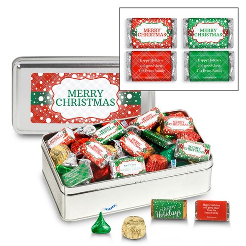 Personalized Sweet Silver Tin 1.25 lb Merry Christmas Assortment