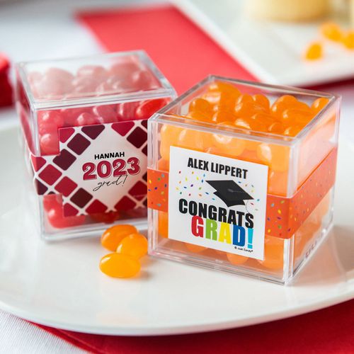 Personalized Graduation JUST CANDY® favor cube with Jelly Belly Jelly Beans