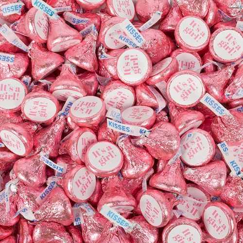 It's A Girl Pink Hershey's Kisses Candy - Assembled 100 Pack