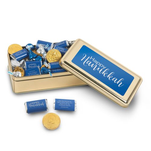 Personalized Sweet Gold Tin 1lb Hanukkah Assortment
