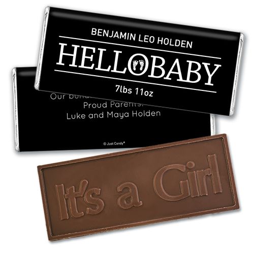 Personalized Hello Baby Birth Announcement Hershey's Embossed Chocolate Bar & Wrapper