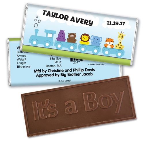 Choo Choo for HimEmbossed It's a Boy Bar Personalized Embossed Chocolate Bar Assembled