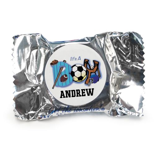 Baby Boy Announcement Personalized York Peppermint Patties Sports "It's a Boy"