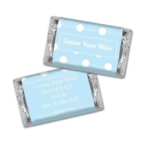Personalized Hershey's Miniature Wrappers Only - Baby Boy Announcement Polka Dots