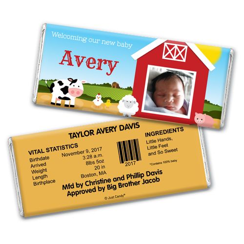 Baby Barnyard Personalized Candy Bar - Wrapper Only