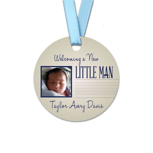 Personalized Baby Boy Little Man Round Favor Gift Tags (20 Pack)