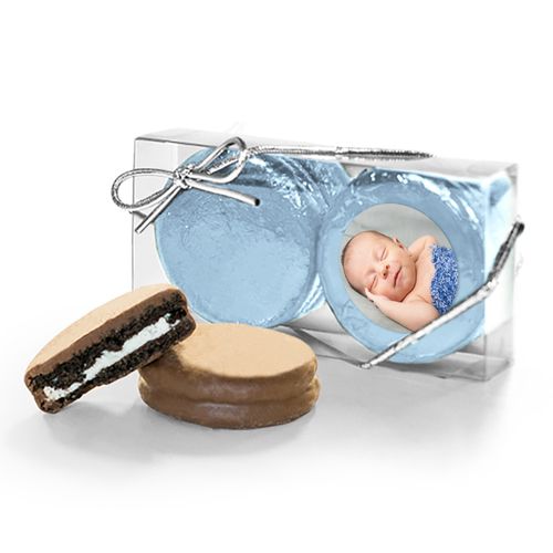 Personalized Boy Birth Announcement Photo 2Pk Milk Chocolate Covered Oreos