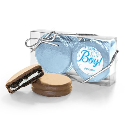 Personalized Boy Birth Announcement Bubbles 2Pk Milk Chocolate Covered Oreos