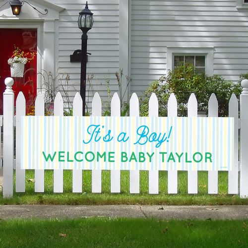 Personalized Boy Baby Announcement It's a Boy Stripes 5 Ft. Banner