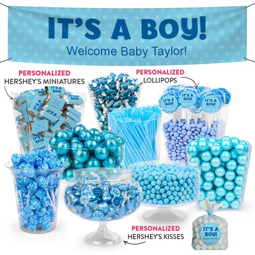 Personalized Boy Birth Announcement Polka Dots Deluxe Candy Buffet