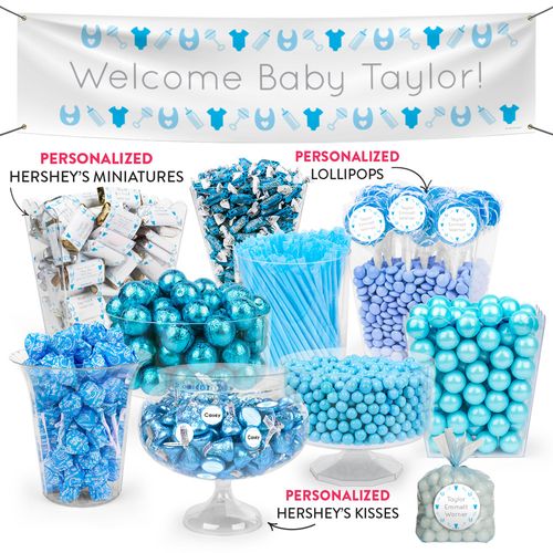 Personalized Boy Birth Announcement Welcome Deluxe Candy Buffet