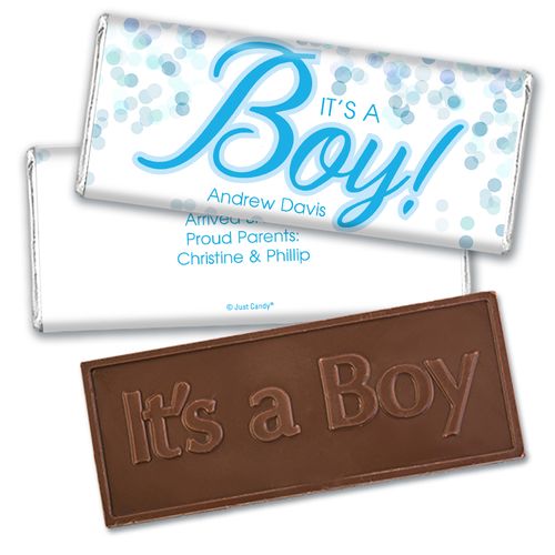 Personalized Bubbles Baby Boy Birth Announcement Hershey's Embossed Chocolate Bar & Wrapper