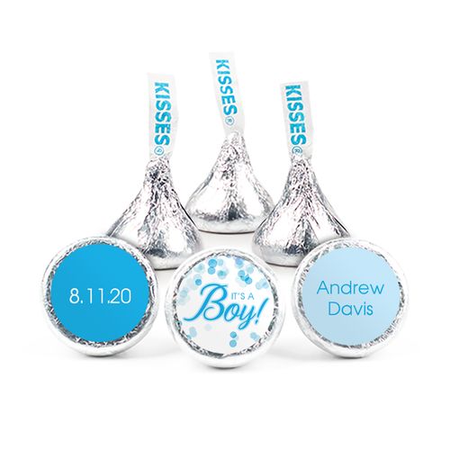 Personalized 3/4" Stickers - Birth Announcement It's A Boy Bubbles (108 Stickers)