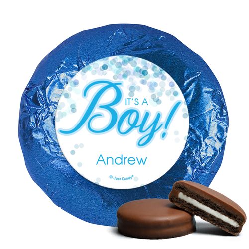 Milk Chocolate Covered Oreos - Personalized Boy Birth Announcement Bubbles