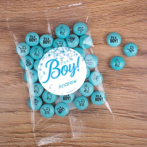 Personalized Boy Birth Announcement Candy Bag with JC Chocolate Minis - It's a Boy
