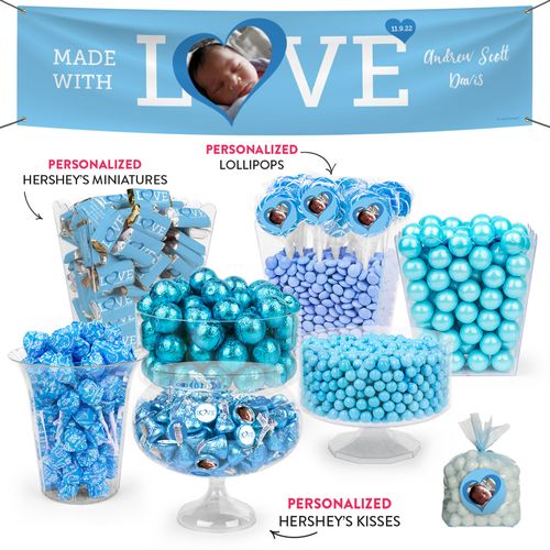 Personalized Boy Birth Announcement Love Deluxe Candy Buffet