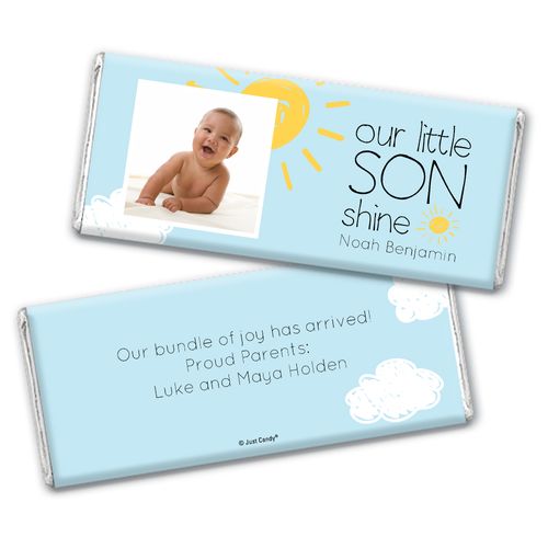Personalized Our Little Son Shine Baby Boy Birth Announcement Hershey's Chocolate Bar & Wrapper