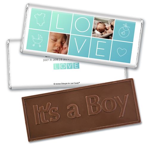 Personalized Boxes of Love Baby Boy Birth Announcement Hershey's Embossed Chocolate Bar & Wrapper